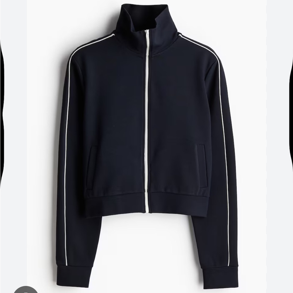 Black Track Jacket with White Stripes